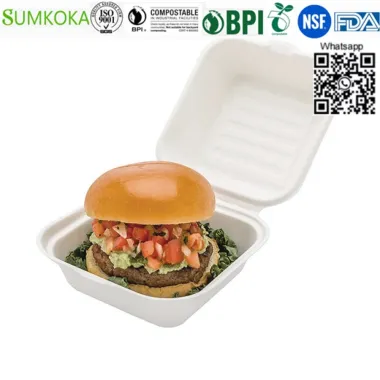 Caja desechable de 6 pulgadas para hamburguesas.