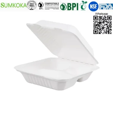 Caja desechable de 8 pulgadas caja de bagazo caja de caña